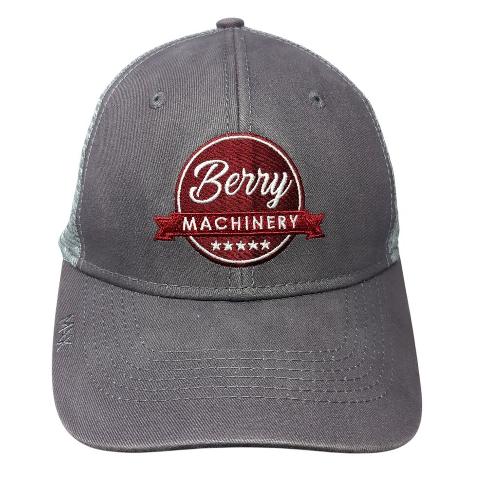 Berry Machinery Trucker Hat Gray One Size Adjustable Embroidered Mesh Back Max